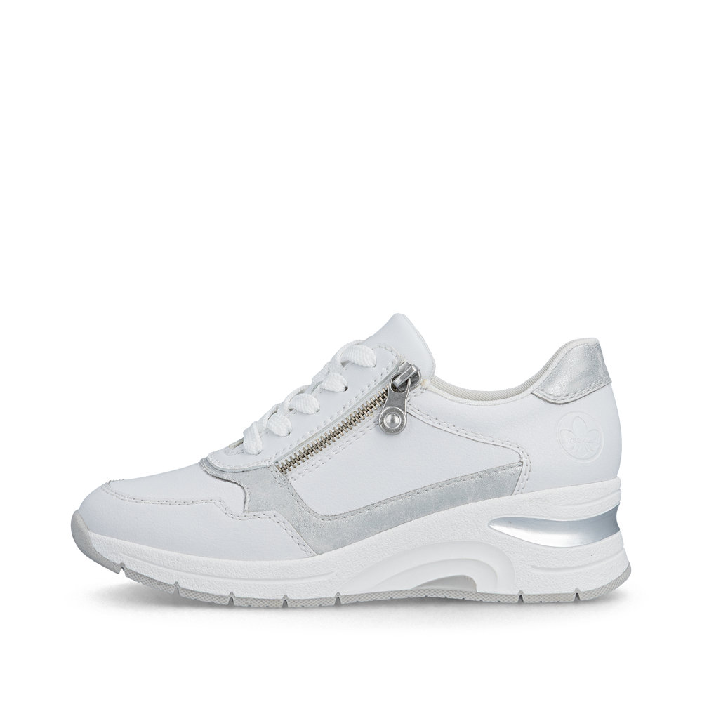detail RIEKER N9301-80 bílé dámské kožené sneakersy antistress