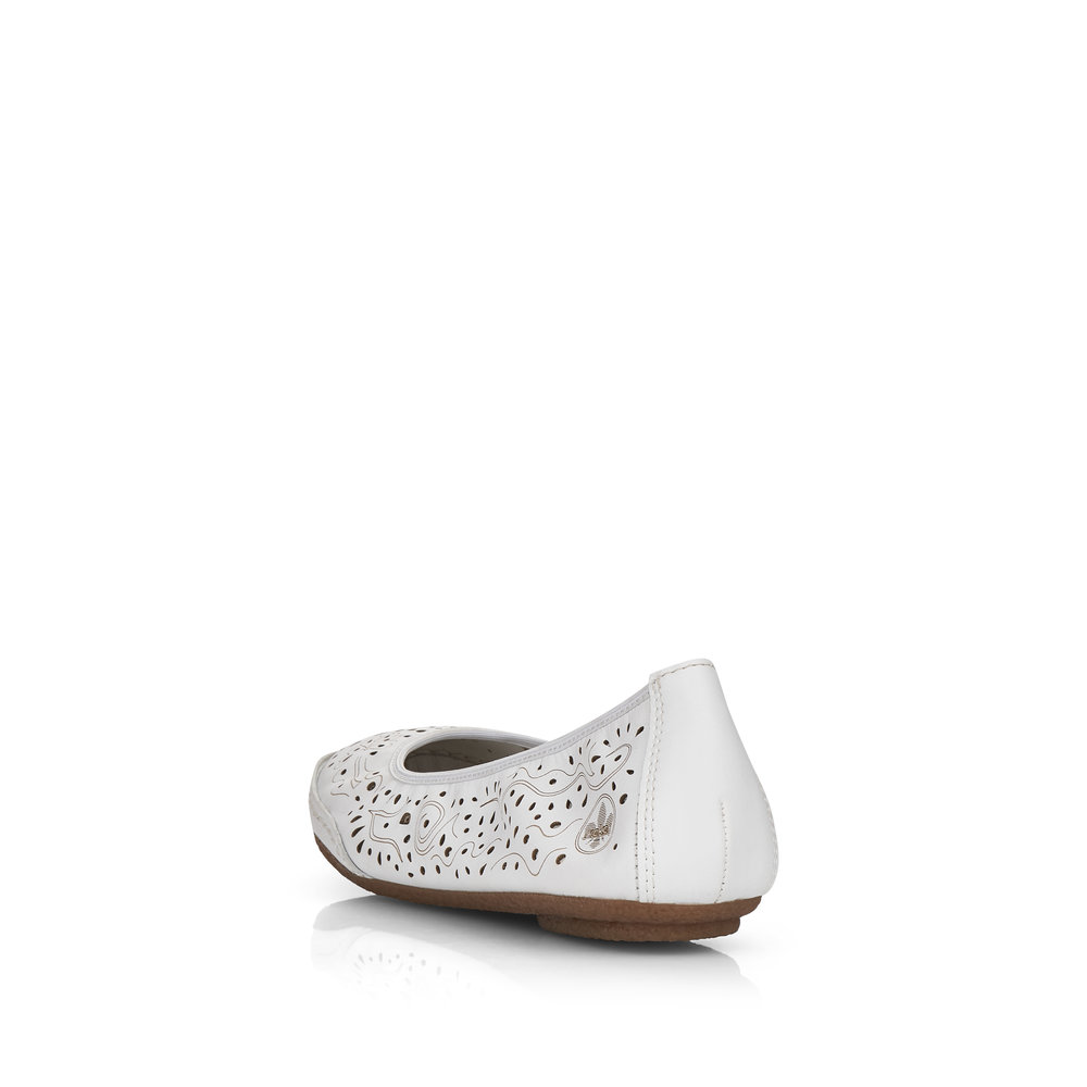 detail RIEKER 41460-80 bílé dámské kožené baleríny