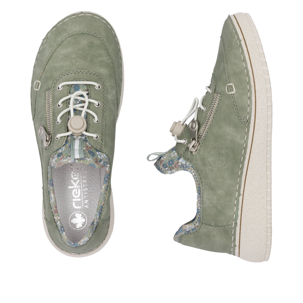 detail RIEKER 50962-52 zelené dámské tenisky antistress