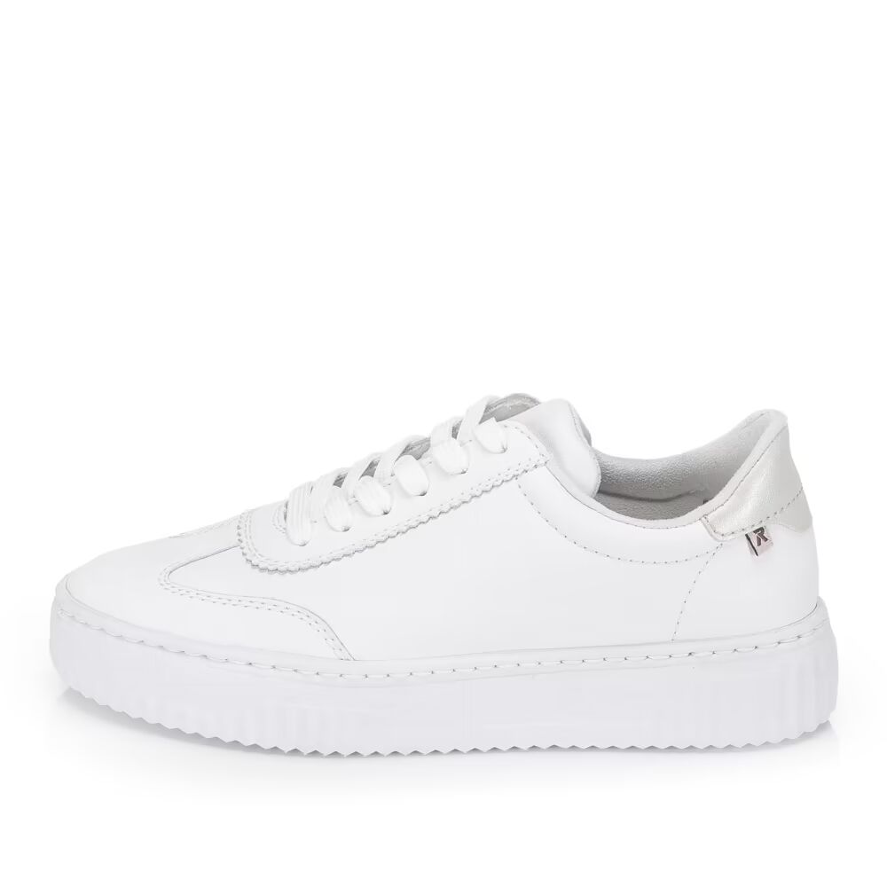 detail RIEKER N9910-80 bílé dámské tenisky z přírodní kůže, antistress podrážka