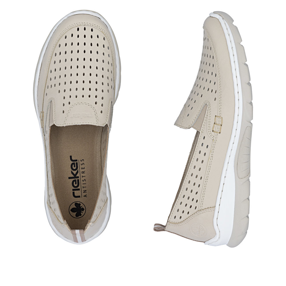 detail RIEKER L32F4-60 béžové dámské letní baleríny, antistress podrážka