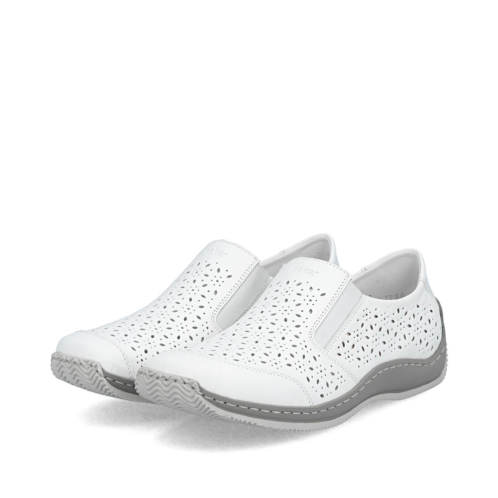 detail RIEKER L1756-80 bílá dámská polobotka, přírodní kůže, antistress podrážka