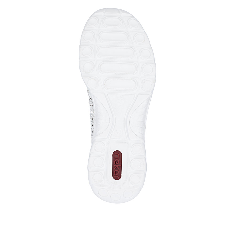 detail RIEKER L3217-80 bílé dámské kožené tenisky vzdušné, antistress podrážka