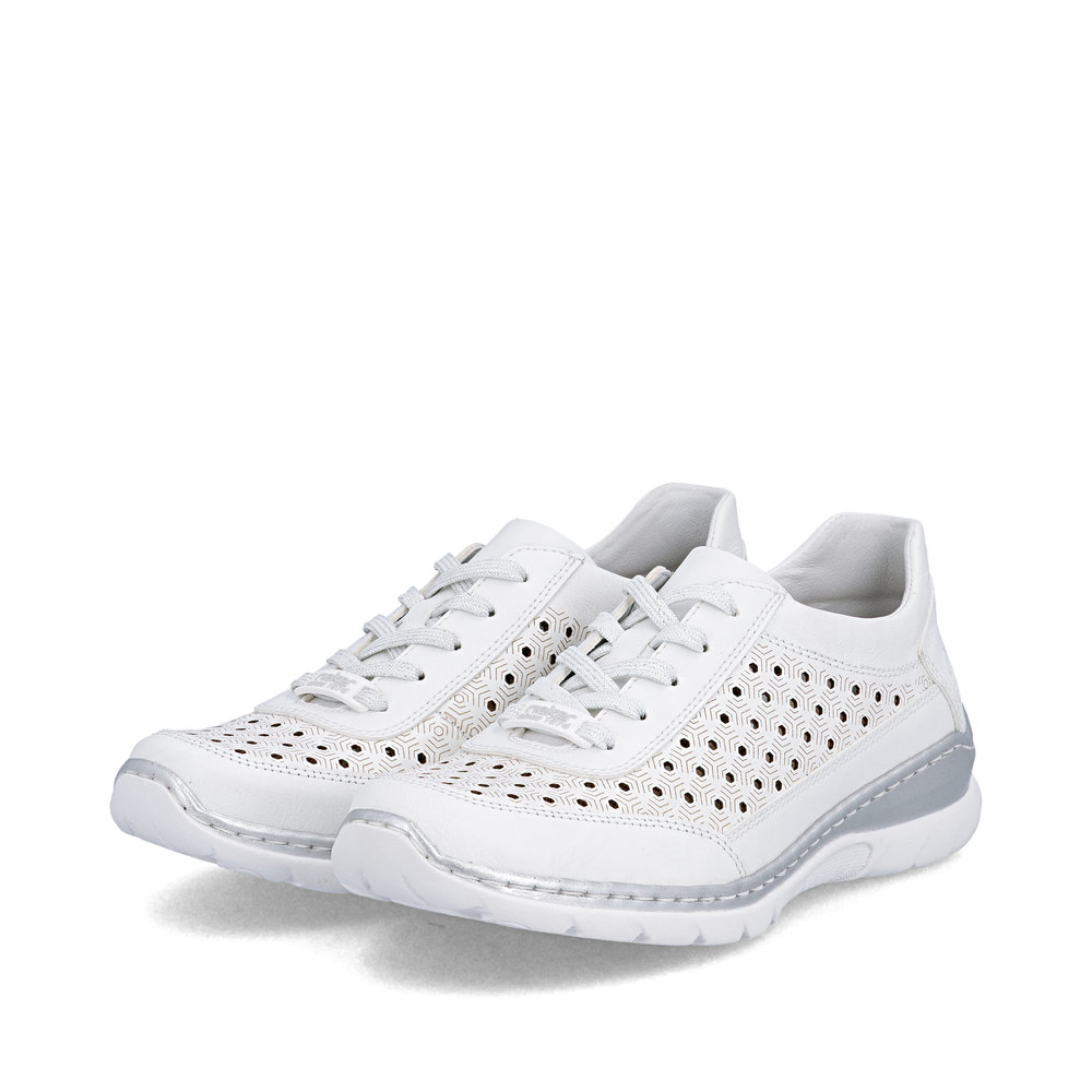 detail RIEKER L3217-80 bílé dámské kožené tenisky vzdušné, antistress podrážka