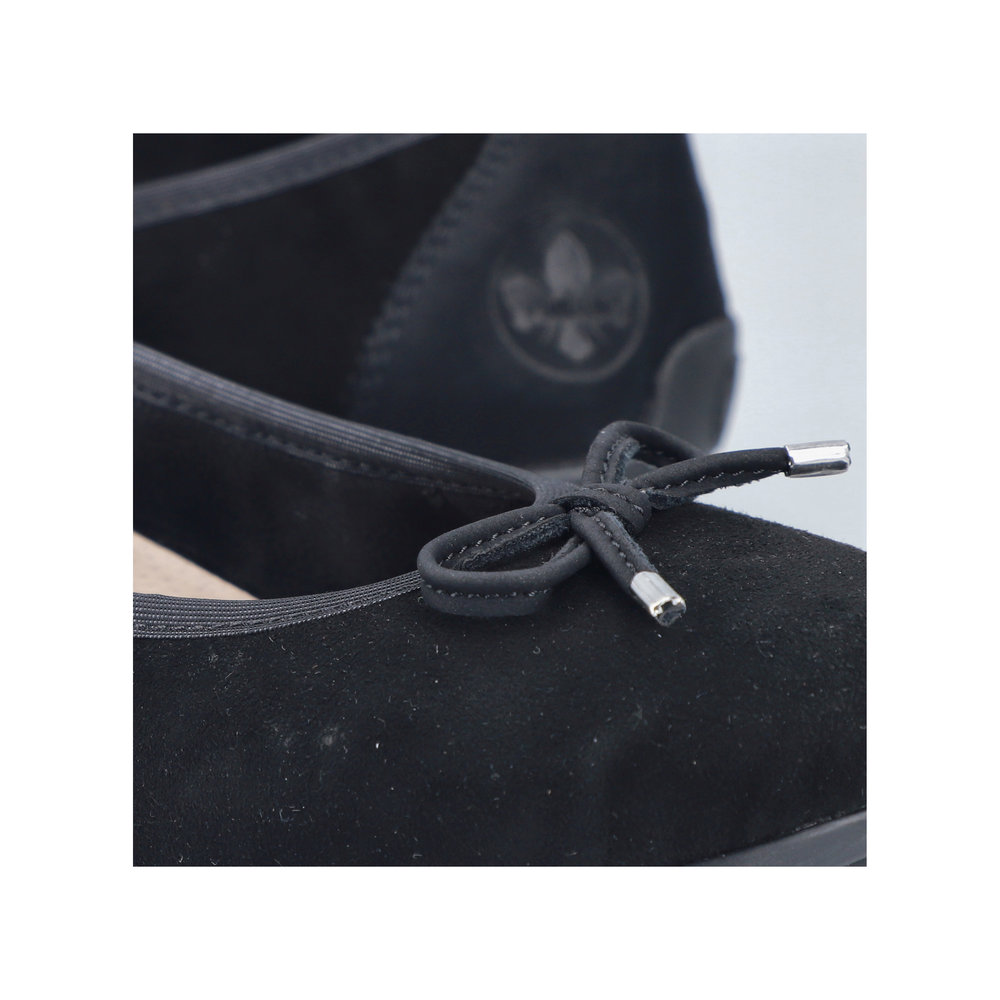 detail RIEKER 43850-01 černé dámské baleríny, přírodní kůže, antistress podrážka