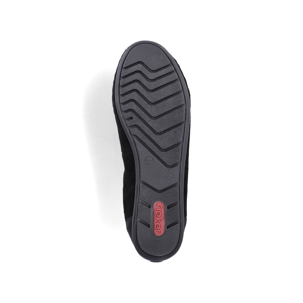 detail RIEKER 43850-01 černé dámské baleríny, přírodní kůže, antistress podrážka