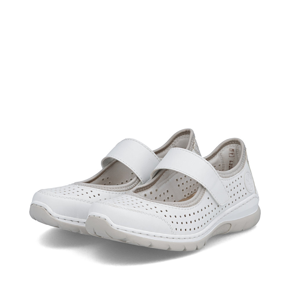 detail RIEKER L32B5-82 bílé dámské letní polobotky které krásně dýchají, antistress