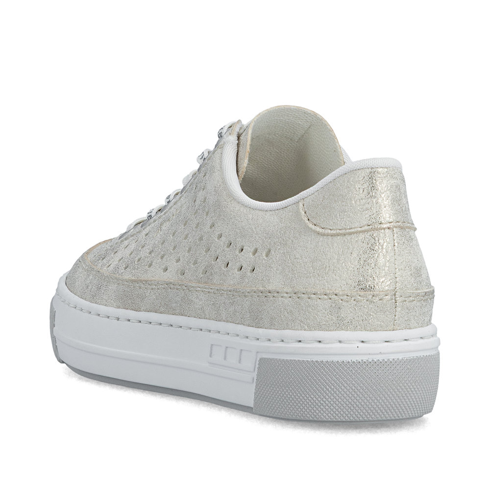 detail RIEKER L8849-60 béžové dámské letní kožené tenisky které dýchají, moderní vzhled