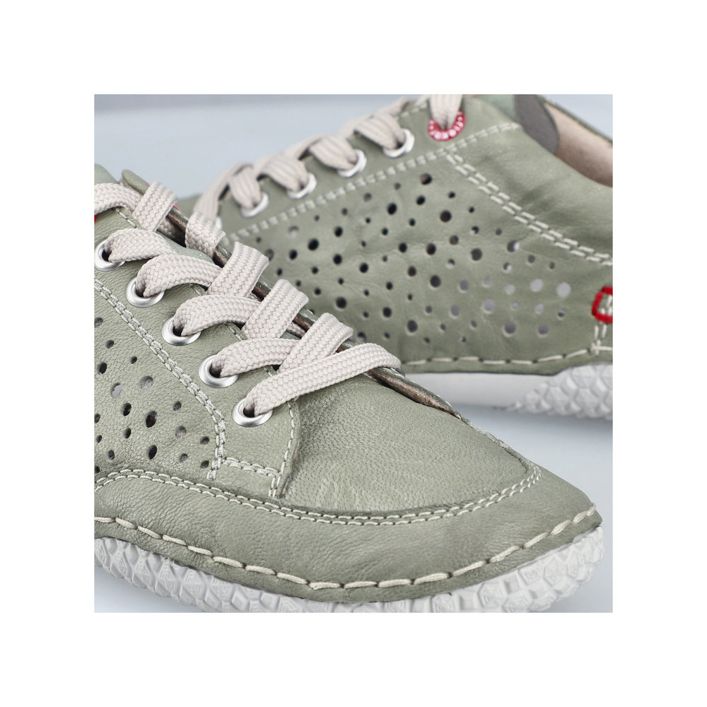 detail RIEKER 43651-52 zelené dámské letní kožené vzdušné tenisky, antistress