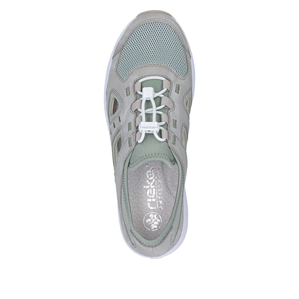 detail RIEKER N8456-40 zelené dámské kožené pohodlné tenisky, antistress podrážka