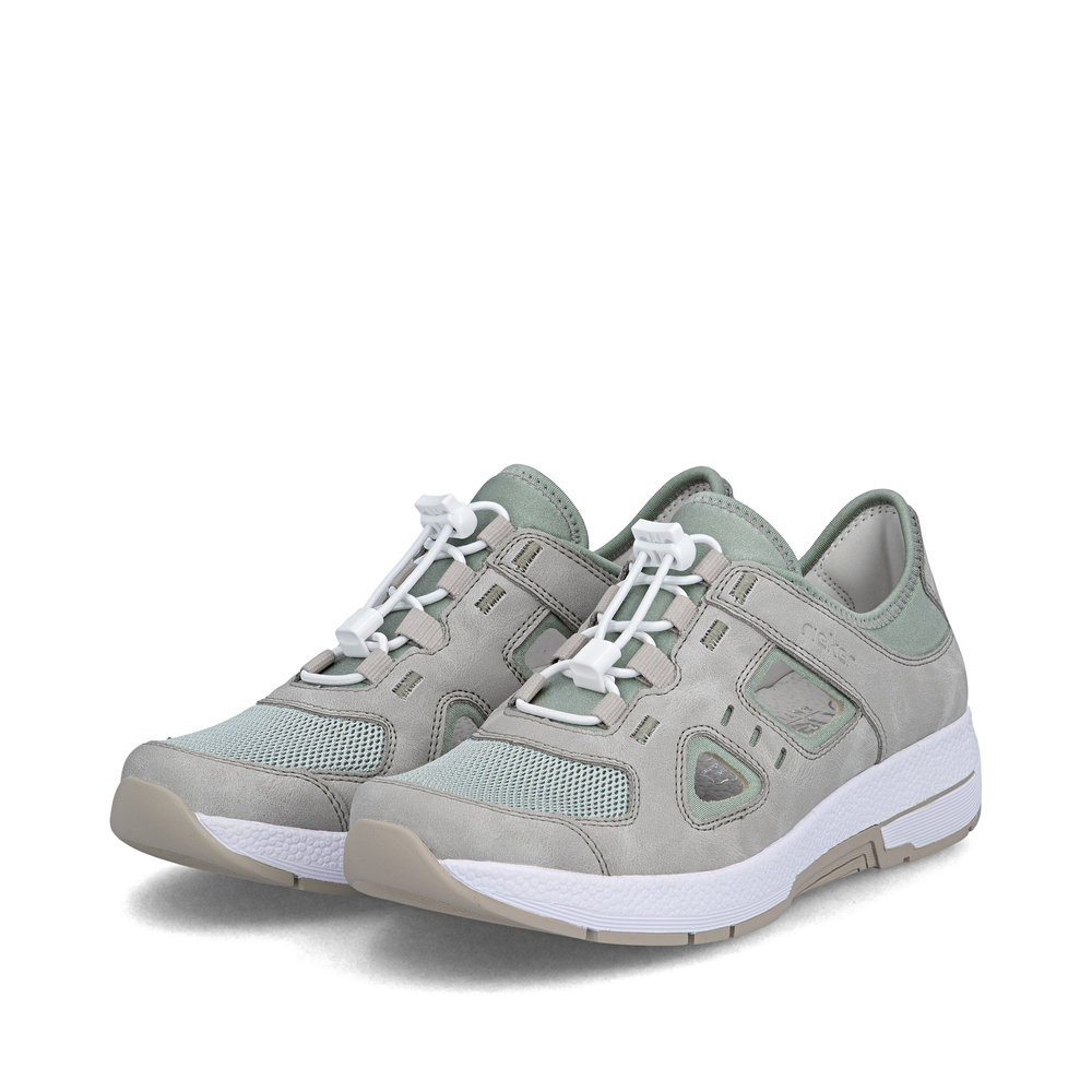 detail RIEKER N8456-40 zelené dámské kožené pohodlné tenisky, antistress podrážka