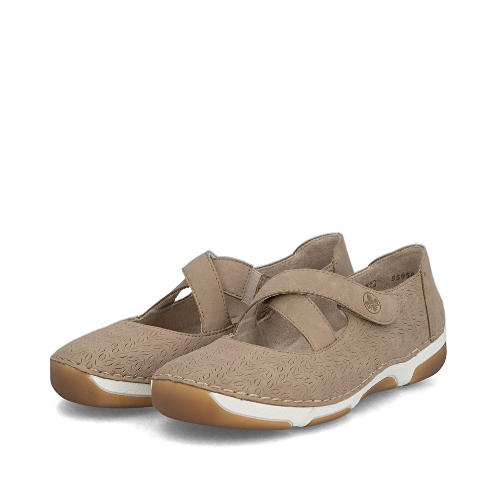 detail RIEKER 55958-20 béžové dámské baleríny vhodné do teplých letních dnů, antistress
