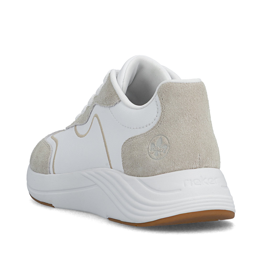 detail RIEKER N8503-81 bílé dámské moderní kožené tenisky, antistress podrážka