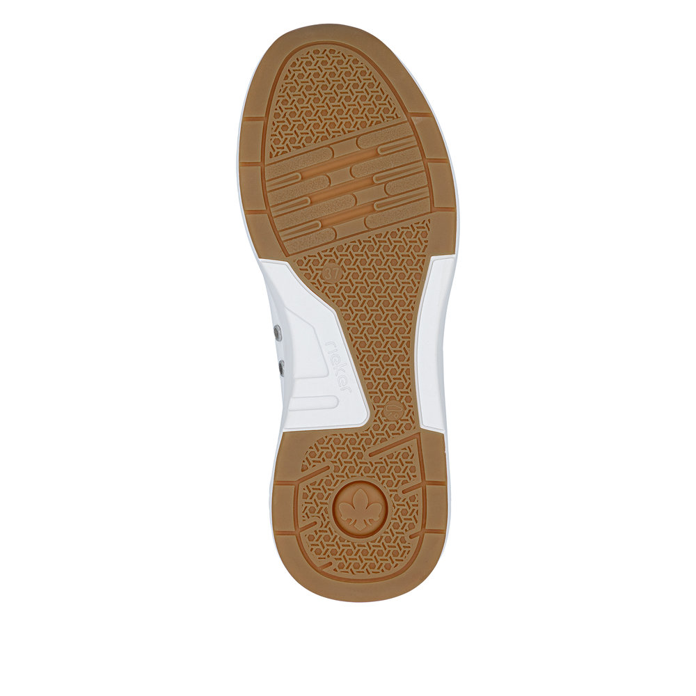detail RIEKER N8503-81 bílé dámské moderní kožené tenisky, antistress podrážka