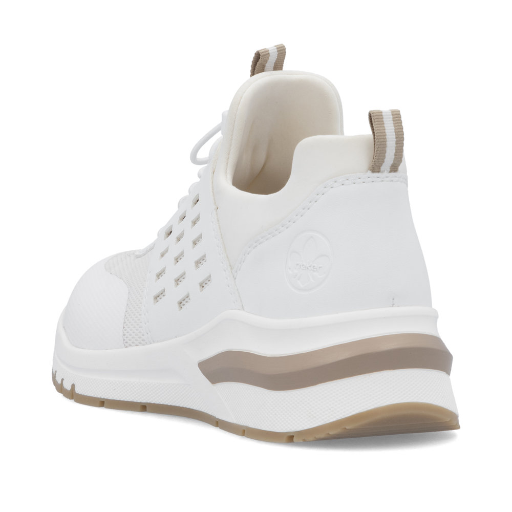 detail RIEKER M6651-80 bílé dámské moderní tenisky, antistress podrážka