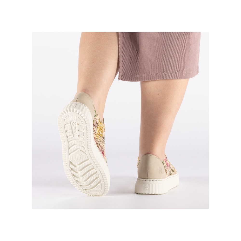 detail RIEKER N9919-91 dámské béžové módní tenisky se vzorem, prodyšný materiál