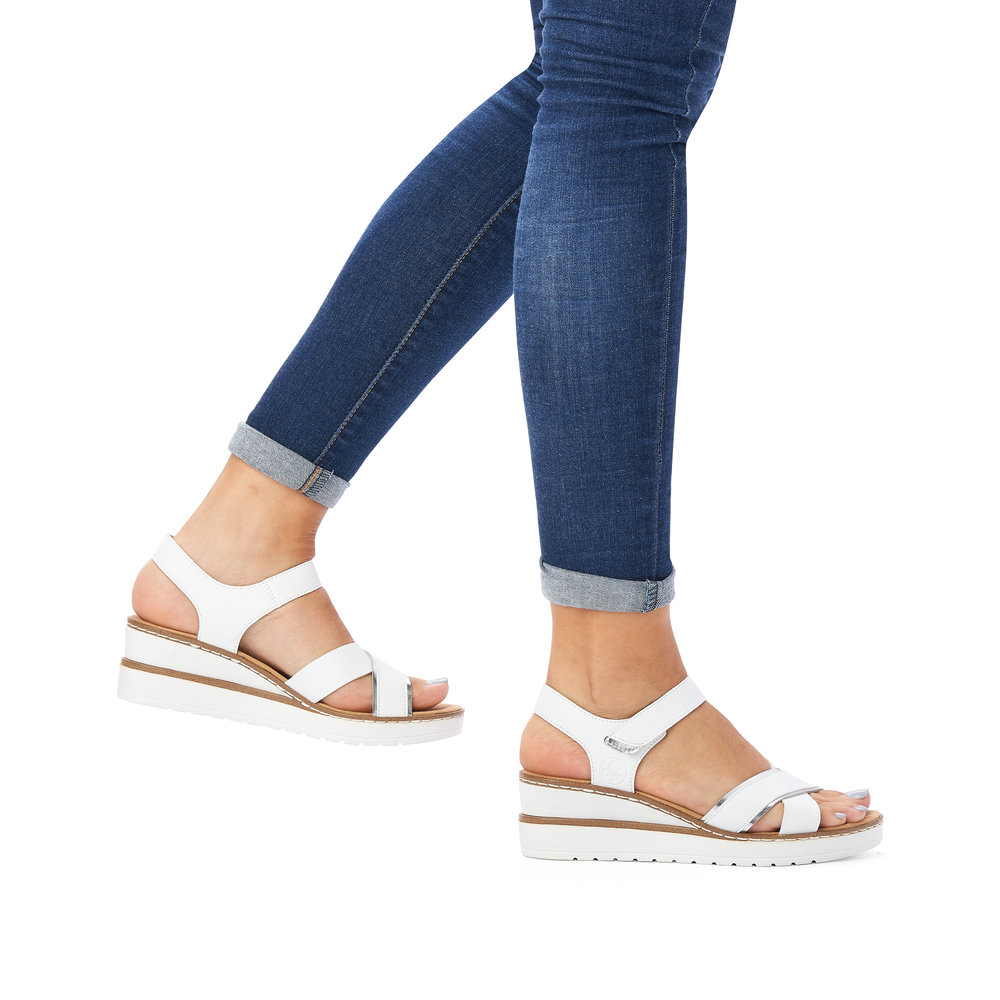 detail RIEKER V38G9-80 bílé dámské sandály