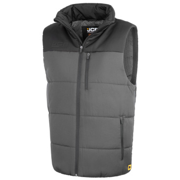JCB Gilet šedá pánská zateplená vesta Ripstop úprava pro větší odolnost