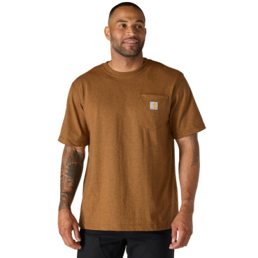 CARHARTT Pocket hnědé pánské triko bavlna, volný moderní střih, ikonická značka
