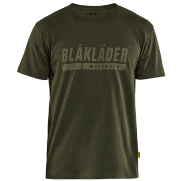 BLAKLADER Sweden Logo olivové pánské triko 100% Bavlna, pohodlné, vzdušné