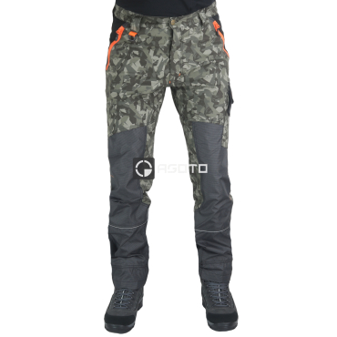 KAPRIOL Tenere Garden Camo Stretch zelené pánské maskáč pracovní kalhoty