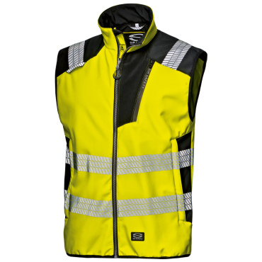 SIR Storm reflexní žlutá pánská pracovní lehká softshell vesta, voděodpudivá