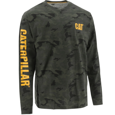 CATERPILLAR Trademark Banner L/S zelené pánské triko dl. rukáv