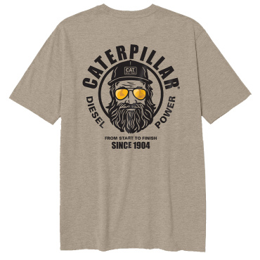 CATERPILLAR Graphic Men šedé pánské triko, pohodlné, moderní krásný potisk CAT