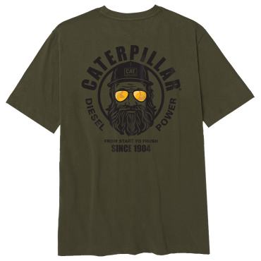 CATERPILLAR Graphic Men zelené pánské triko, pohodlné, krásný potisk CAT