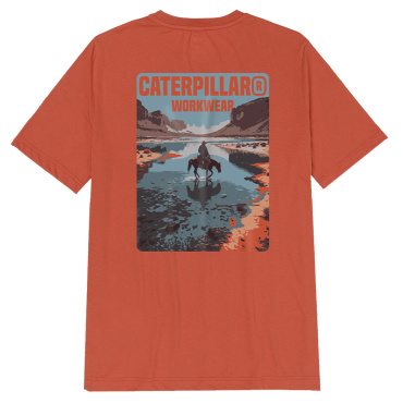 CATERPILLAR Cowboy červené pánské triko, pohodlné, moderní krásný potisk CAT
