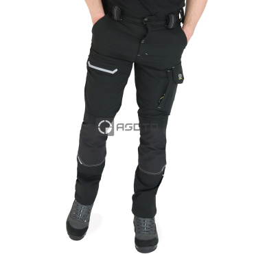 SIR Palladium Cargo černé pánské pružné lehké pracovní kalhoty, extra výdrž