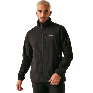 REGATTA Moutdale černá pánská softshell outdoor bunda, vodní sloupec 15 000 mm