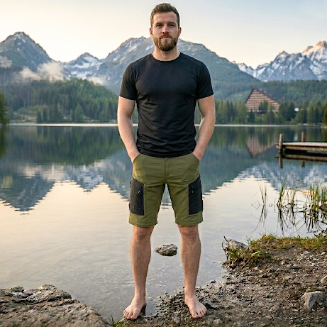 detail Asoto Vild Zip-Off pánské olivové outdoor kalhoty DWR odepínací nohavice 2v1