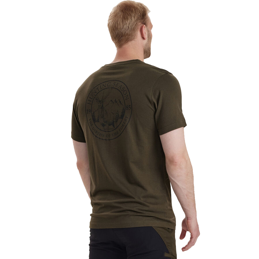 detail Deerhunter Denmark Easton olivové triko pánské 100% Ba