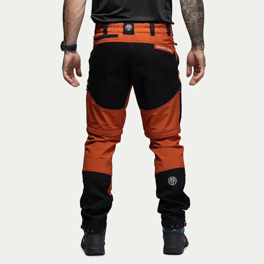 detail Beyond Nordic Sweden Zip-Off oranžové pánské outdoor kalhoty 2v1 Teflon EcoElite