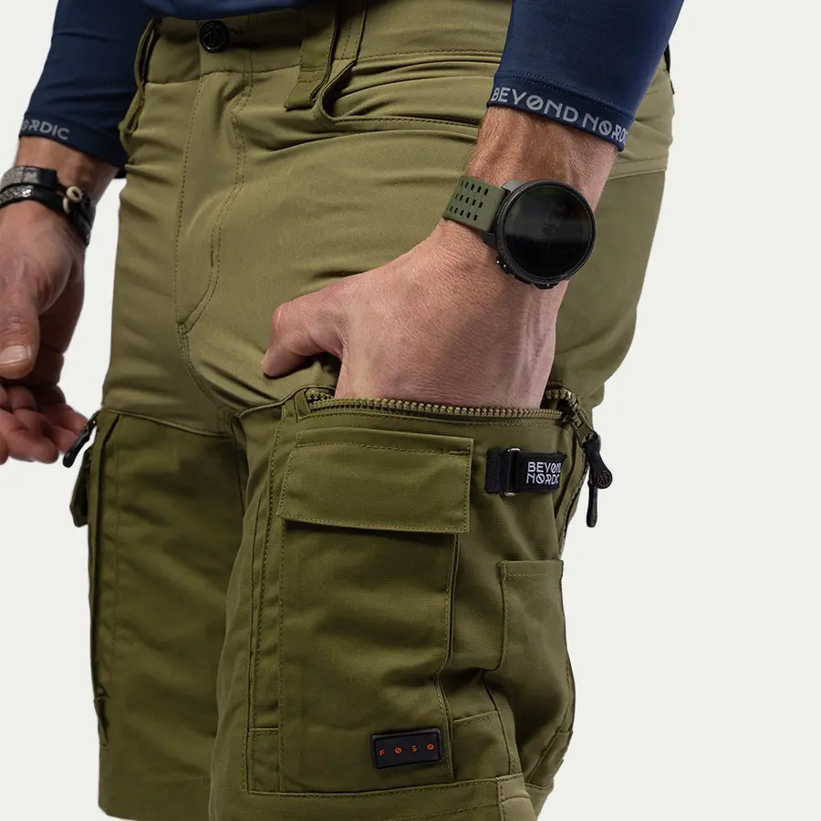 detail Beyond Nordic Sweden BN010 zelené pánské outdoor kraťasy Teflon EcoElite®