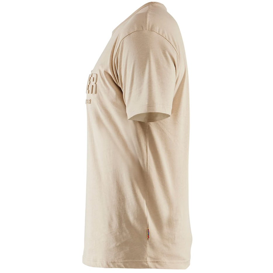 detail BLAKLADER Sweden 3D Logo béžové pánské profi triko 100% Ba