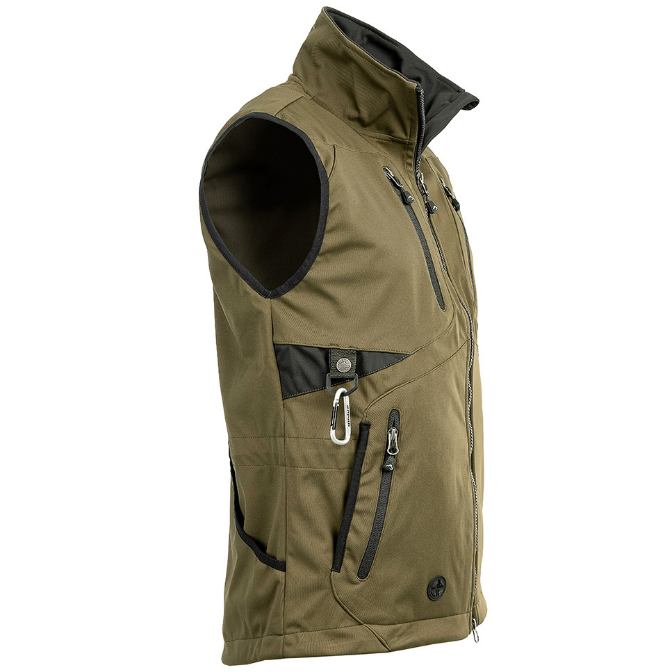 detail ARRAK SWEDEN Acadia olivová pánská softshell vesta 3 vrstvý materiál DWR