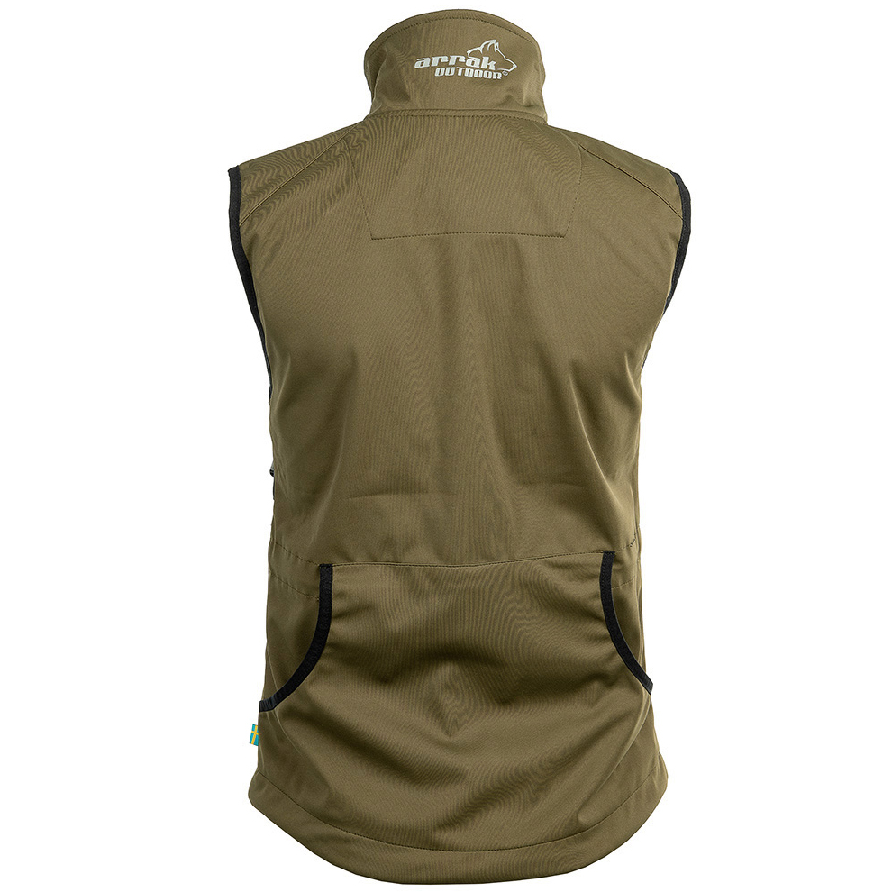 detail ARRAK SWEDEN Acadia olivová pánská softshell vesta 3 vrstvý materiál DWR