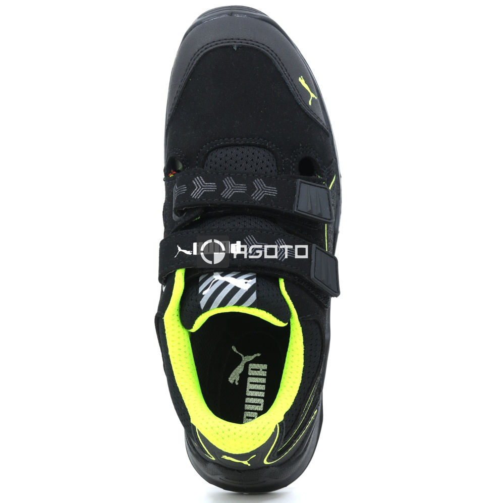 detail PUMA Neodyme green low S1P ESD černá pánská pracovní obuv