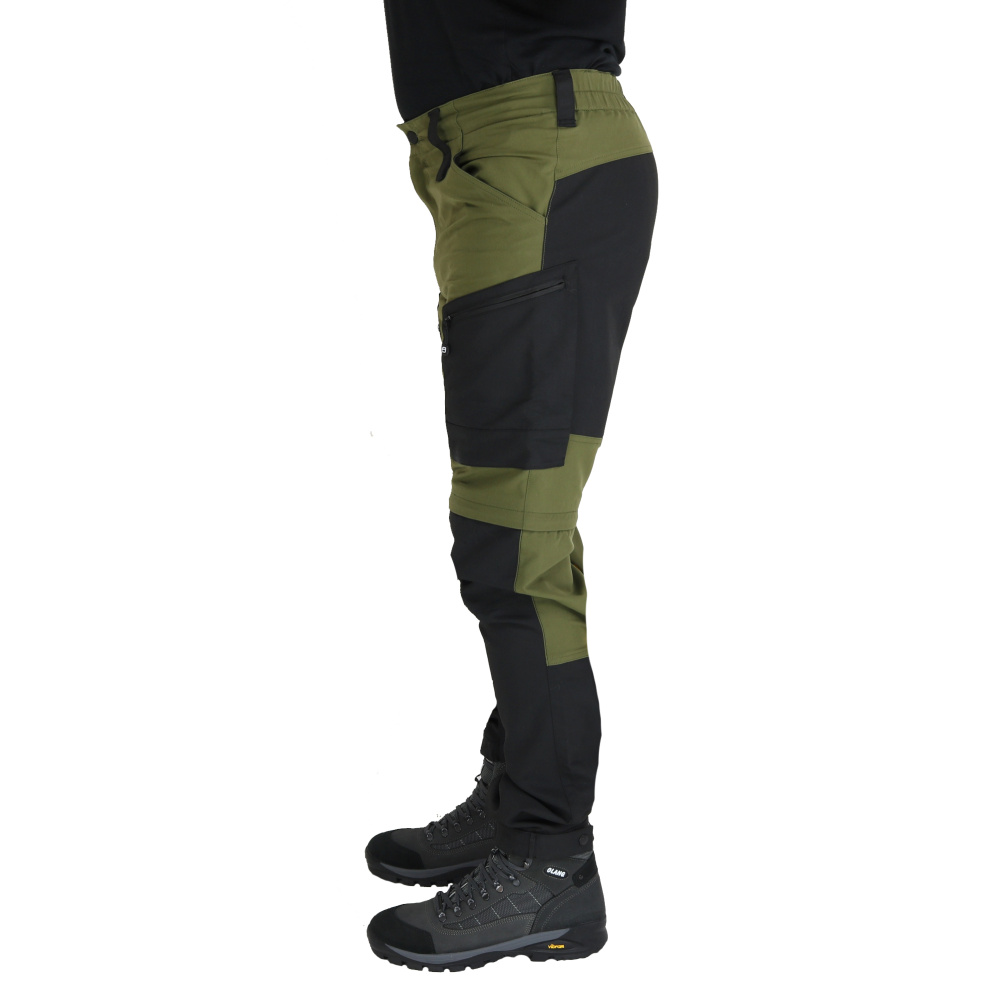 detail Asoto Vild Zip-Off pánské olivové outdoor kalhoty DWR odepínací nohavice 2v1