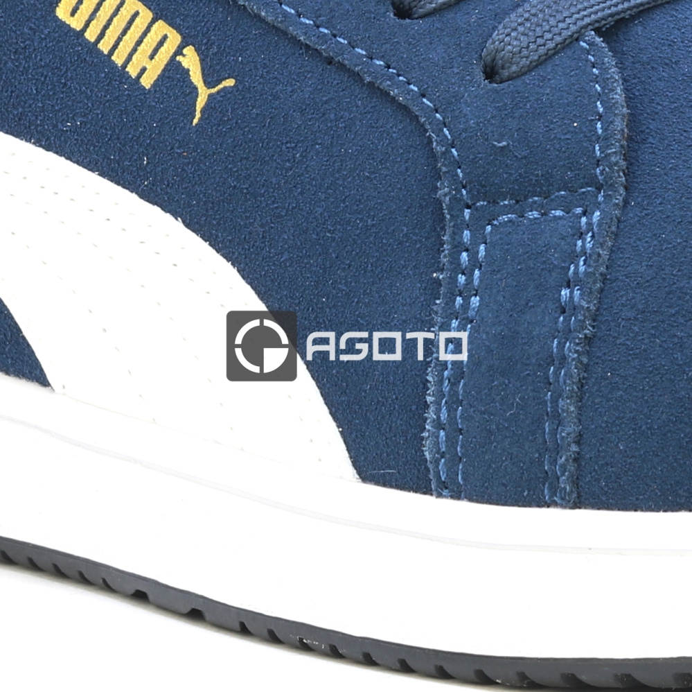 detail PUMA Iconic low S1P ESD modrá pánská pracovní obuv