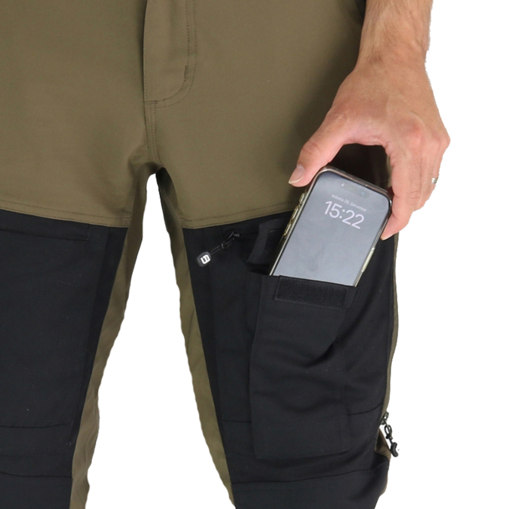 detail Asoto Fjallvik hnědé pánské outdoor kalhoty voděodpudivé Stretch s větrání