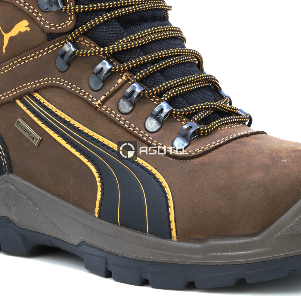 detail PUMA Sierra Nevada Mid S3 hnědá pánská pracovní obuv s membránou Sympatex AKCE