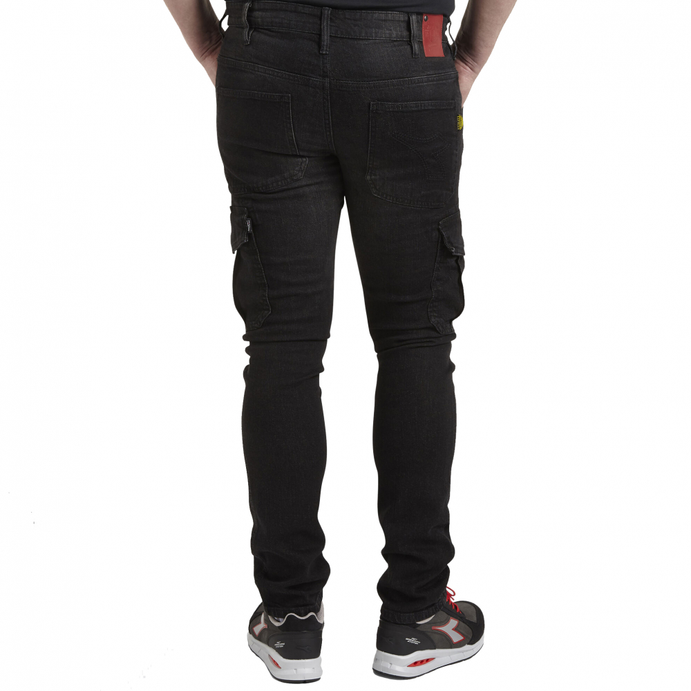 detail DIADORA Stone Cargo černé pánské kalhoty Jeans Stretch AKCE