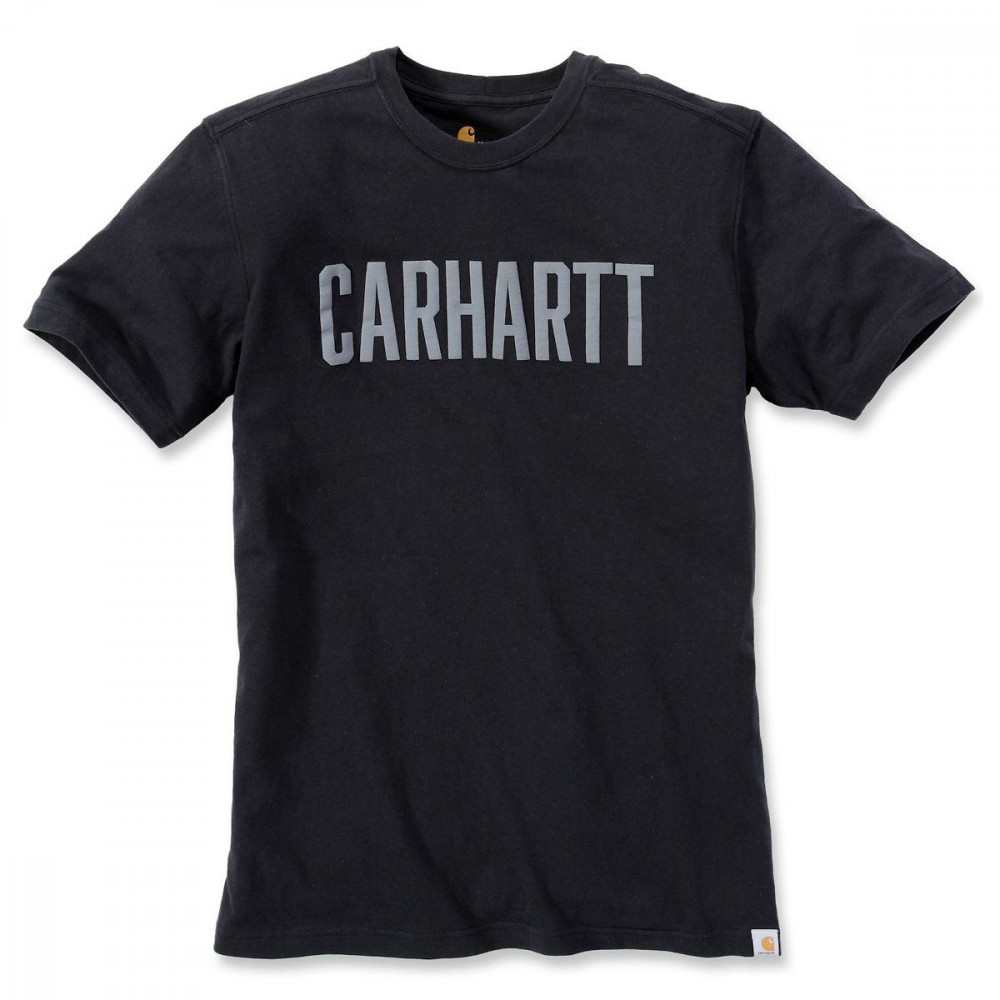 detail CARHARTT Maddock Graphic Block Logo černé pánské triko 100% Ba
