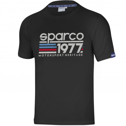 SPARCO 1977 Motorsport Heritage černé pánské triko Stretch