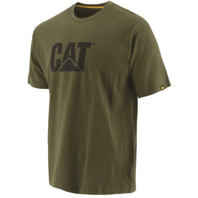 CATERPILLAR Trademark Logo olivové pánské triko 100% Ba