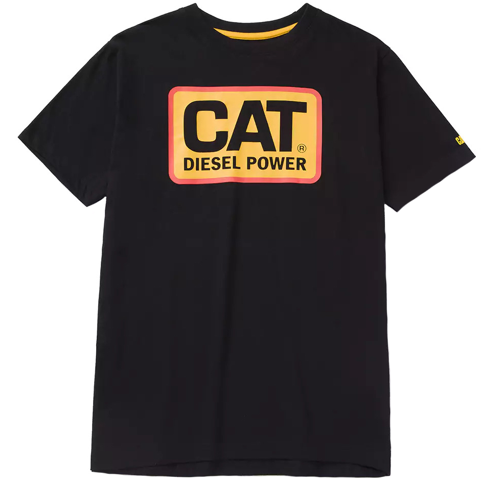 detail CATERPILLAR Diesel Power černé pánské triko 100% Ba