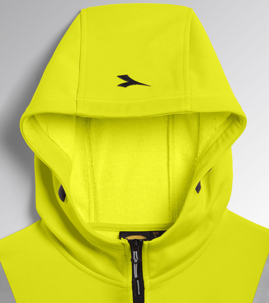 detail DIADORA Hoodie fz hv žlutá pánská reflexní bunda/mikina